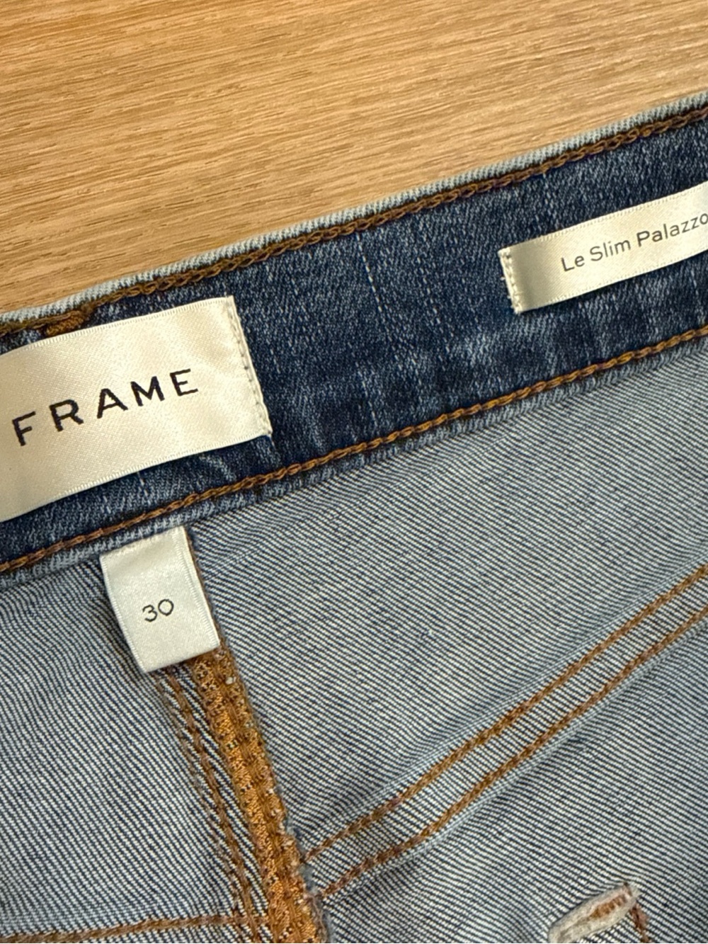 Frame Le Slim Palazzo Jeans Womens 30 Blue Denim Raw Hem - Canals Raw After - Picture 8 of 16